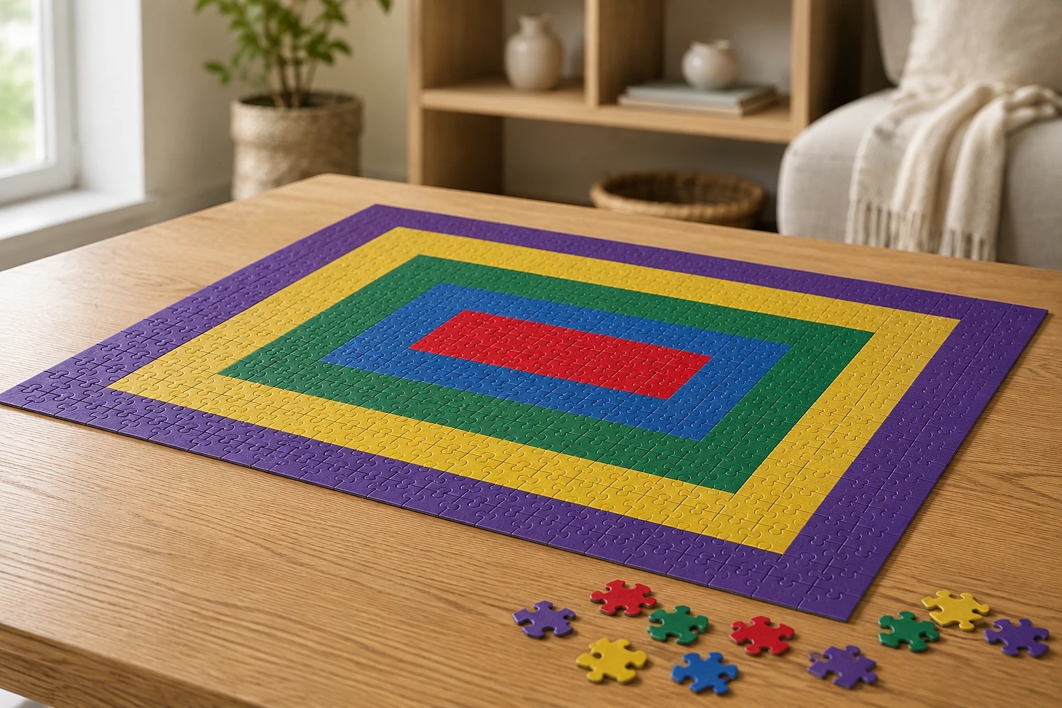 The color-coded frame side of the puzzle